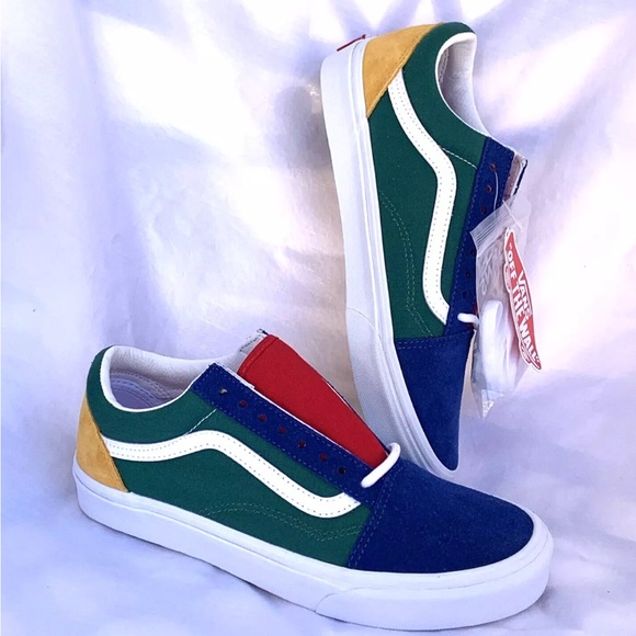 Vans Old Skool Yacht Club Yellow Blue Green Colorblock Suede